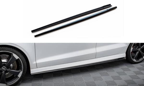 MAXTON DESIGN - Lišty pod bočné prahy V.2, AUDI RS3 SEDAN 8V FACELIFT, Čierny lesk