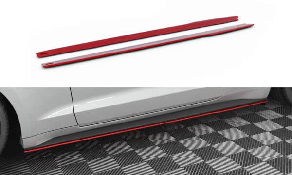 MAXTON DESIGN - Lišty pod bočné prahy V.2 ,FORD MUSTANG MK6 FACELIFT, Červené