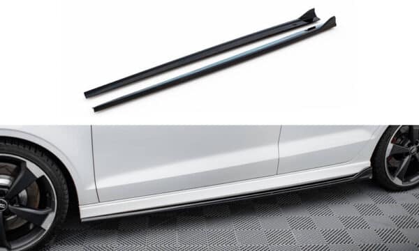 MAXTON DESIGN - Lišty pod bočné prahy V.3, AUDI RS3 SEDAN 8V FACELIFT, Čierny lesk
