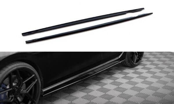 MAXTON DESIGN - Lišty pod bočné prahy v.3, VOLKSWAGEN GOLF R MK8, Čierny lesk