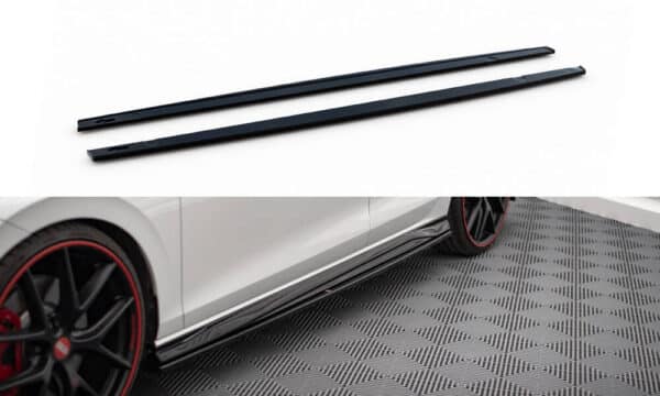 MAXTON DESIGN - Lišty pod bočné prahy, VOLKSWAGEN GOLF GTI / GTI CLUBSPORT / R-LINE MK8, Čierny lesk