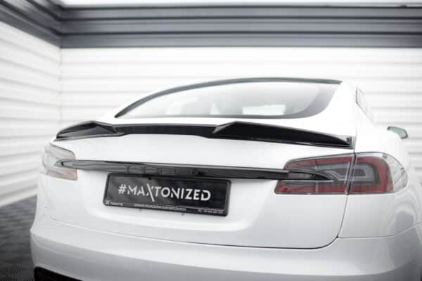 MAXTON DESIGN - Spoiler kufra 3D, TESLA MODEL S PLAID MK1 FACELIFT, Čierny lesk – Obrázok 4