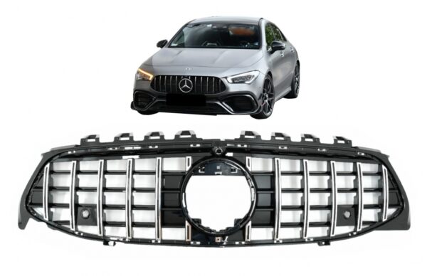 Predná maska nárazníka vhodná pre Mercedes CLA w118 (2019-up) ,GT design ,Chrómová, PDC + Kamera – Obrázok 7