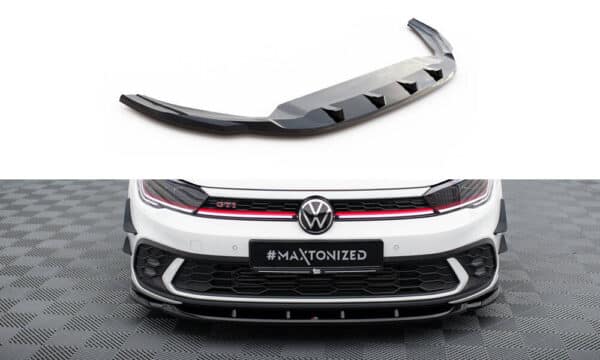 MAXTON DESIGN - Spoiler pod predný nárazník V.1 , VOLKSWAGEN POLO GTI MK6 FACELIFT , Čierny lesk