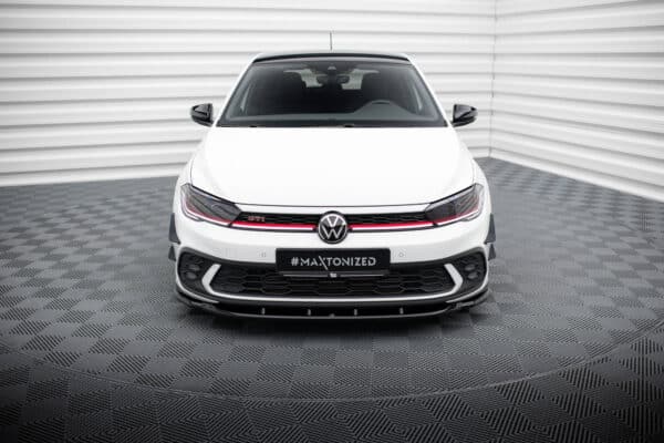 MAXTON DESIGN - Spoiler pod predný nárazník V.1 , VOLKSWAGEN POLO GTI MK6 FACELIFT , Čierny lesk – Obrázok 3