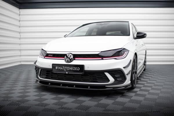 MAXTON DESIGN - Spoiler pod predný nárazník V.1 , VOLKSWAGEN POLO GTI MK6 FACELIFT , Čierny lesk – Obrázok 4