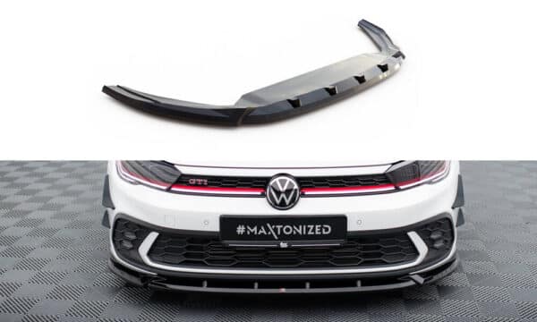 MAXTON DESIGN - Spoiler pod predný nárazník V.2 , VOLKSWAGEN POLO GTI MK6 FACELIFT , Čierny lesk