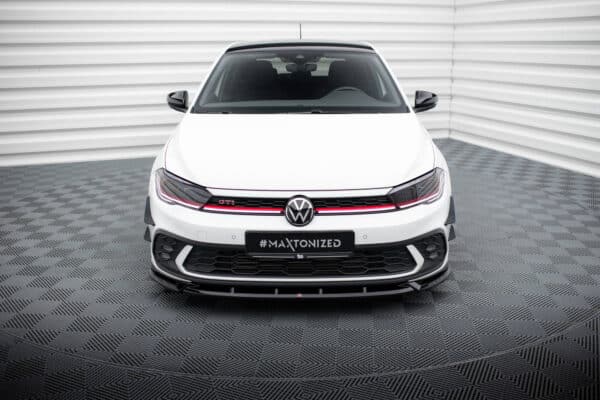 MAXTON DESIGN - Spoiler pod predný nárazník V.2 , VOLKSWAGEN POLO GTI MK6 FACELIFT , Čierny lesk – Obrázok 2