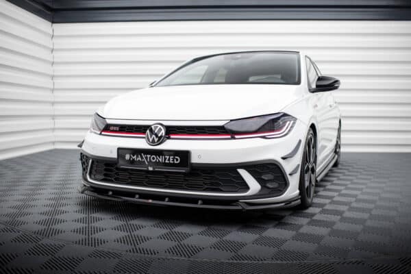 MAXTON DESIGN - Spoiler pod predný nárazník V.2 , VOLKSWAGEN POLO GTI MK6 FACELIFT , Čierny lesk – Obrázok 3
