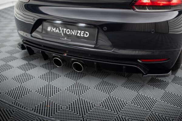 MAXTON DESIGN - Difúzor zadného nárazníka  R32 vzhľad , VOLKSWAGEN SCIROCCO MK3, Čierna lesklá (Kópia) – Obrázok 4