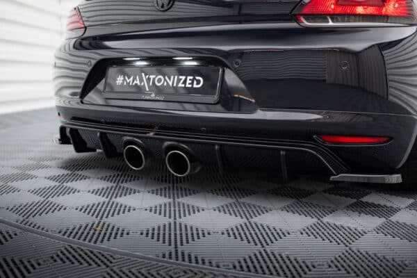 MAXTON DESIGN - Difúzor zadného nárazníka  R32 vzhľad , VOLKSWAGEN SCIROCCO MK3, Čierna lesklá (Kópia) – Obrázok 6