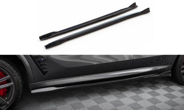 MAXTON DESIGN - Lišty pod bočné prahy , vhodné pre BMW X5 M F95 FACELIFT, Čierna lesklá
