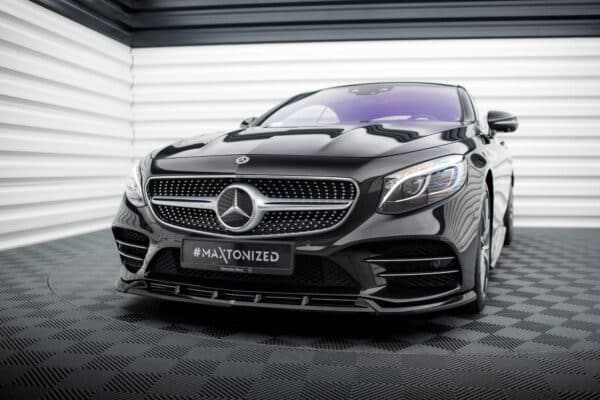MAXTON DESIGN - Spoiler pod predný narazník V.2, MERCEDES-BENZ S COUPE AMG-LINE C217 FACELIFT, Čierny lesk – Obrázok 2