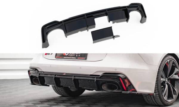 MAXTON DESIGN - Difúzor zadného nárazníka , AUDI RS6 C8 / RS7 C8, Čierny lesk (verzia pre ťažné zariadenie)