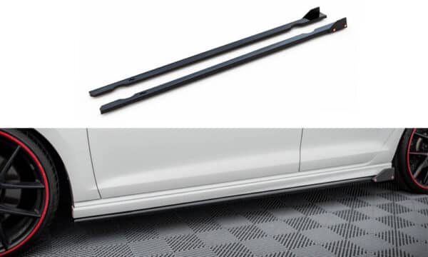 MAXTON DESIGN -Lišty pod bočné prahy V.3 + Splitre , VOLKSWAGEN GOLF R MK7, Čierny lesk