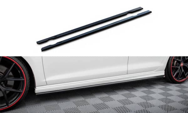 MAXTON DESIGN -Lišty pod bočné prahy V.3 , VOLKSWAGEN GOLF R MK7, Čierny lesk