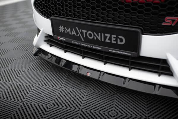 MAXTON DESIGN - Spoiler pod predný nárazník V.6 + Splitre,  FORD FIESTA ST MK7 FACELIFT , Čierny lesk – Obrázok 4