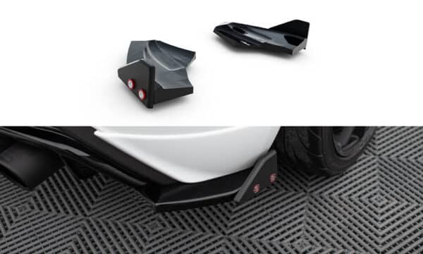 MAXTON DESIGN - Bočné spoiler zadného nárazníka V.3 + Splitre , FORD FIESTA ST MK7 FACELIFT , Čierny lesk