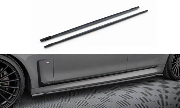 MAXTON DESIGN - Lišty pod bočné prahy V.2, vhodné pre BMW 7 G11 M-PACK FACELIFT , Čierny lesk