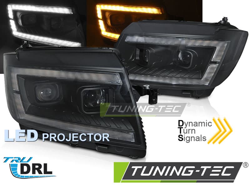 LED Predné svetlá TUBE LIGHT BLACK DRL SEQ vhodné pre VW CRAFTER II 2017-
