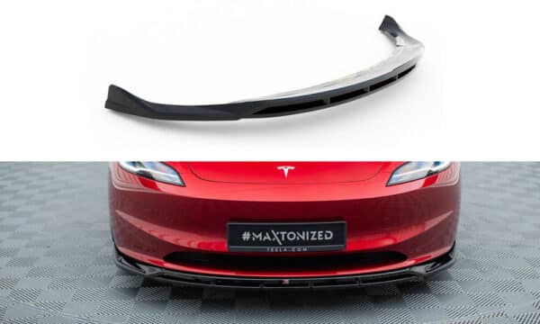 MAXTON DESIGN - Spoiler pod predný nárazník v.1, TESLA MODEL 3 PROJECT HIGHLAND(FACELIFT), Čierny lesk