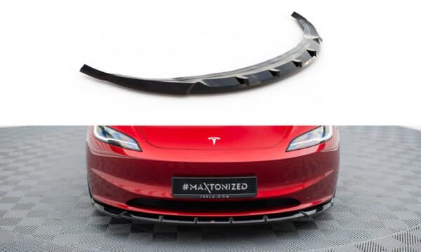 MAXTON DESIGN - Spoiler pod predný nárazník V.2, TESLA MODEL 3 PROJECT HIGHLAND(FACELIFT), Čierny lesk