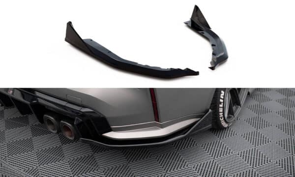 MAXTON DESIGN - Bočné spojlere zadného nárazníka V.5, vhodné pre BMW M4 G82, Čierny lesk