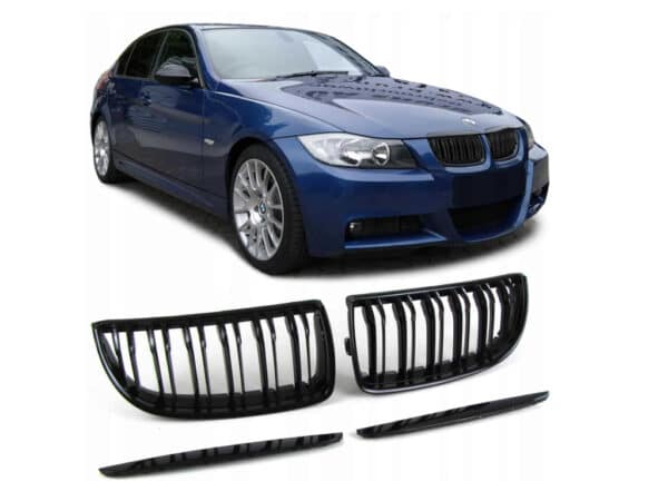 BMW 3 E90/E91 (05-08) - Predný Grill M look Čierny lesk