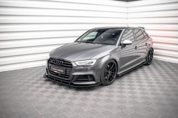 MAXTON DESIGN - Street Pro Predné Splitre Audi S3 / A3 S-Line Sportback 8V Facelift, Čierna Lesklá – Obrázok 2