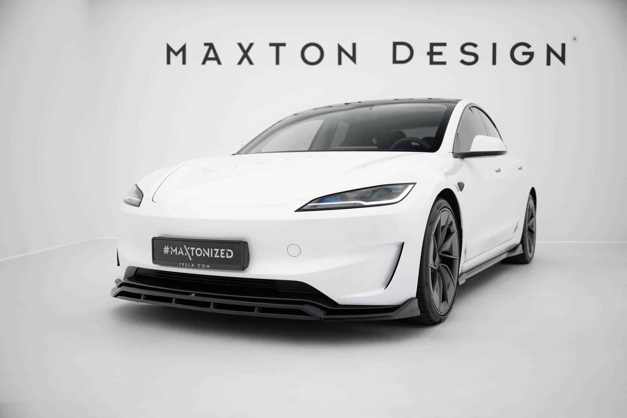 MAXTON DESIGN - Spoiler pod predný nárazník V.1 Tesla Model 3 Performance Mk1 Facelift, Čierny lesk – Obrázok 4