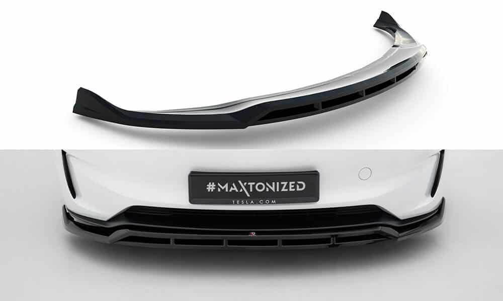 MAXTON DESIGN - Spoiler pod predný nárazník V.1 Tesla Model 3 Performance Mk1 Facelift, Čierny lesk