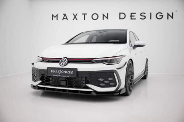 MAXTON DESIGN - Spoiler pod predný nárazník V.2 + Splitre Volkswagen Golf GTI / GTE / R-Line Mk8 Facelift, Čierny lesk – Obrázok 3