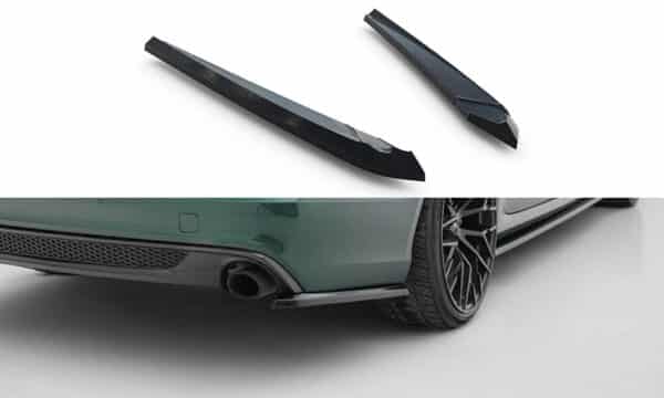 MAXTON DESIGN - Bočné spojlere zadného nárazníka V.2 Audi A6 S-line Avant, Čierny lesk