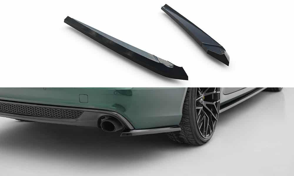 MAXTON DESIGN - Bočné spojlere zadného nárazníka V.2 Audi A6 S-line Avant, Čierny lesk