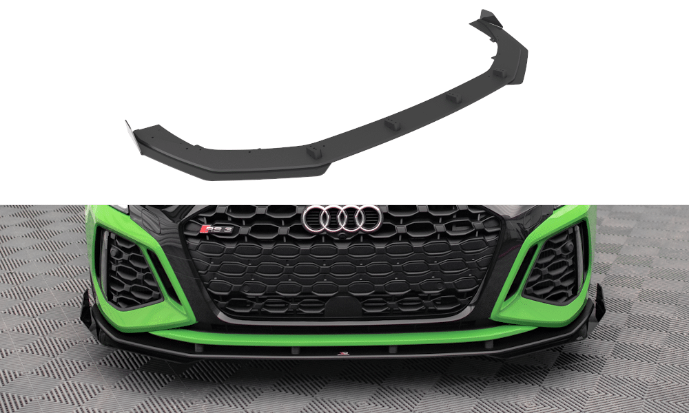 MAXTON DESIGN - Street Pro Spoiler pod predný nárazník V.1 + Splitre Audi RS3 8Y, Čierna Matná