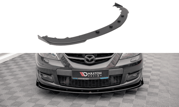 MAXTON DESIGN - Street Pro Spoiler pod predný nárazník V.1 + Splitre Mazda 3 MPS Mk1, Čierna Matná