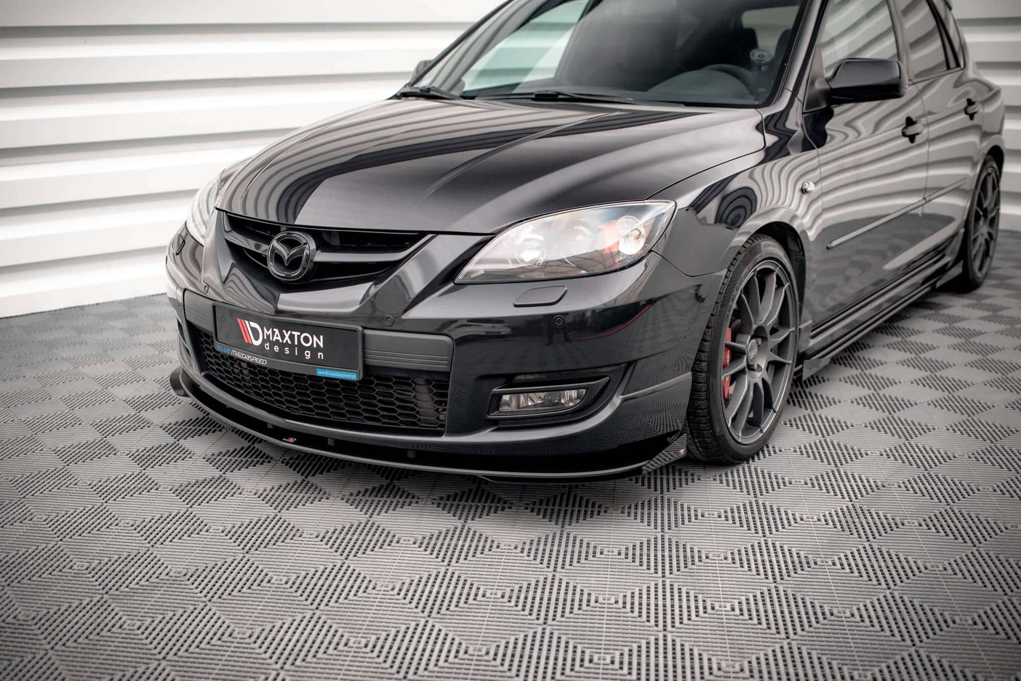 MAXTON DESIGN - Street Pro Spoiler pod predný nárazník V.1 + Splitre Mazda 3 MPS Mk1, Čierna Matná – Obrázok 5