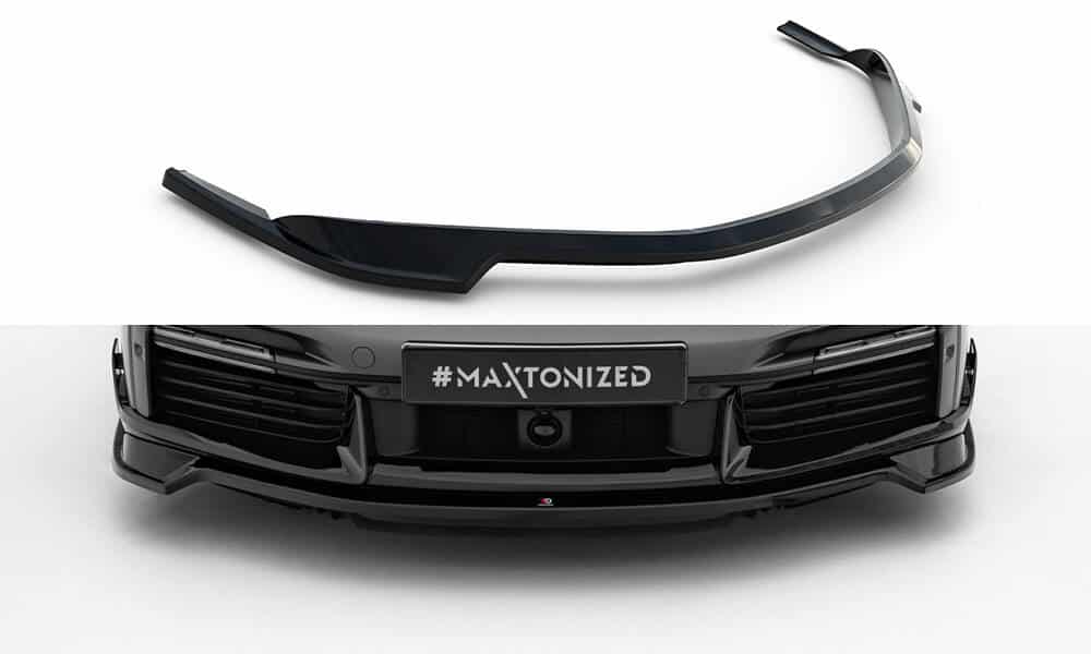 MAXTON DESIGN - Spoiler pod predný nárazník Porsche 911 Turbo S Sport Package 992, Čierny lesk