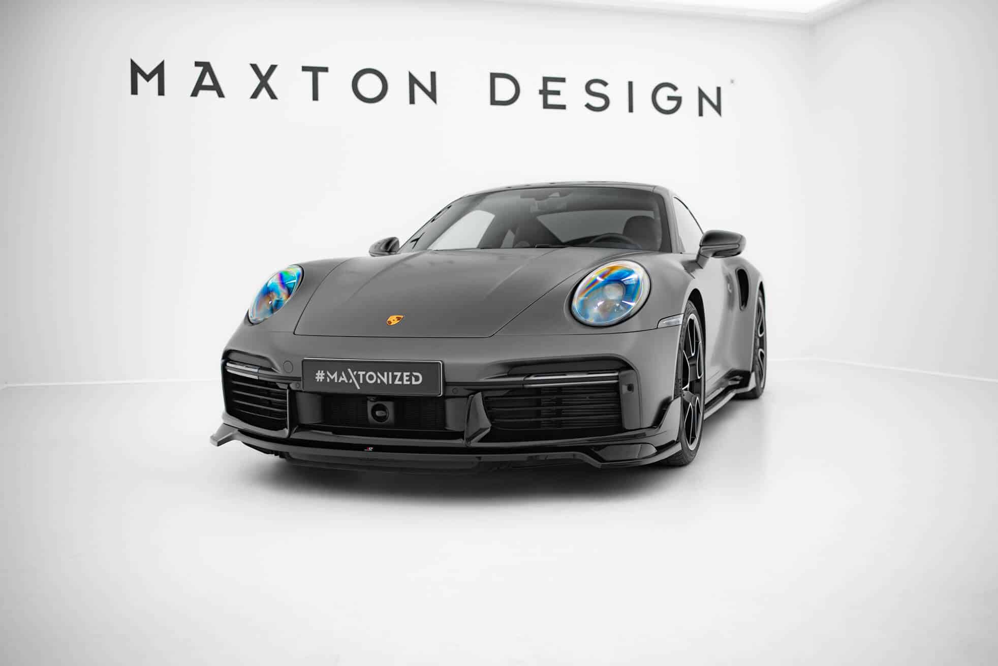 MAXTON DESIGN - Spoiler pod predný nárazník Porsche 911 Turbo S Sport Package 992, Čierny lesk – Obrázok 6