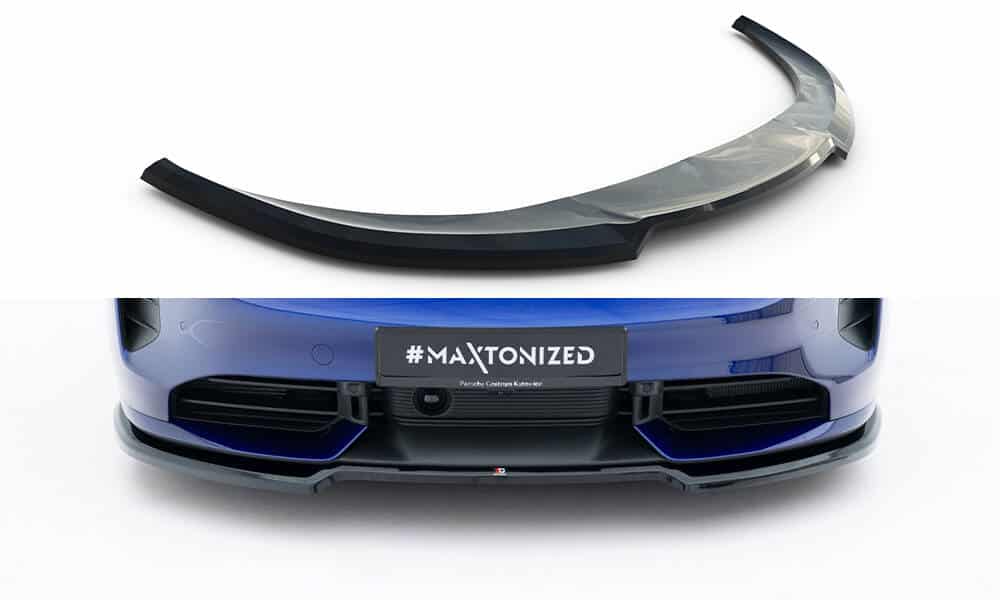 MAXTON DESIGN - Spoiler pod predný nárazník Porsche Taycan Turbo S Mk1, Čierny lesk