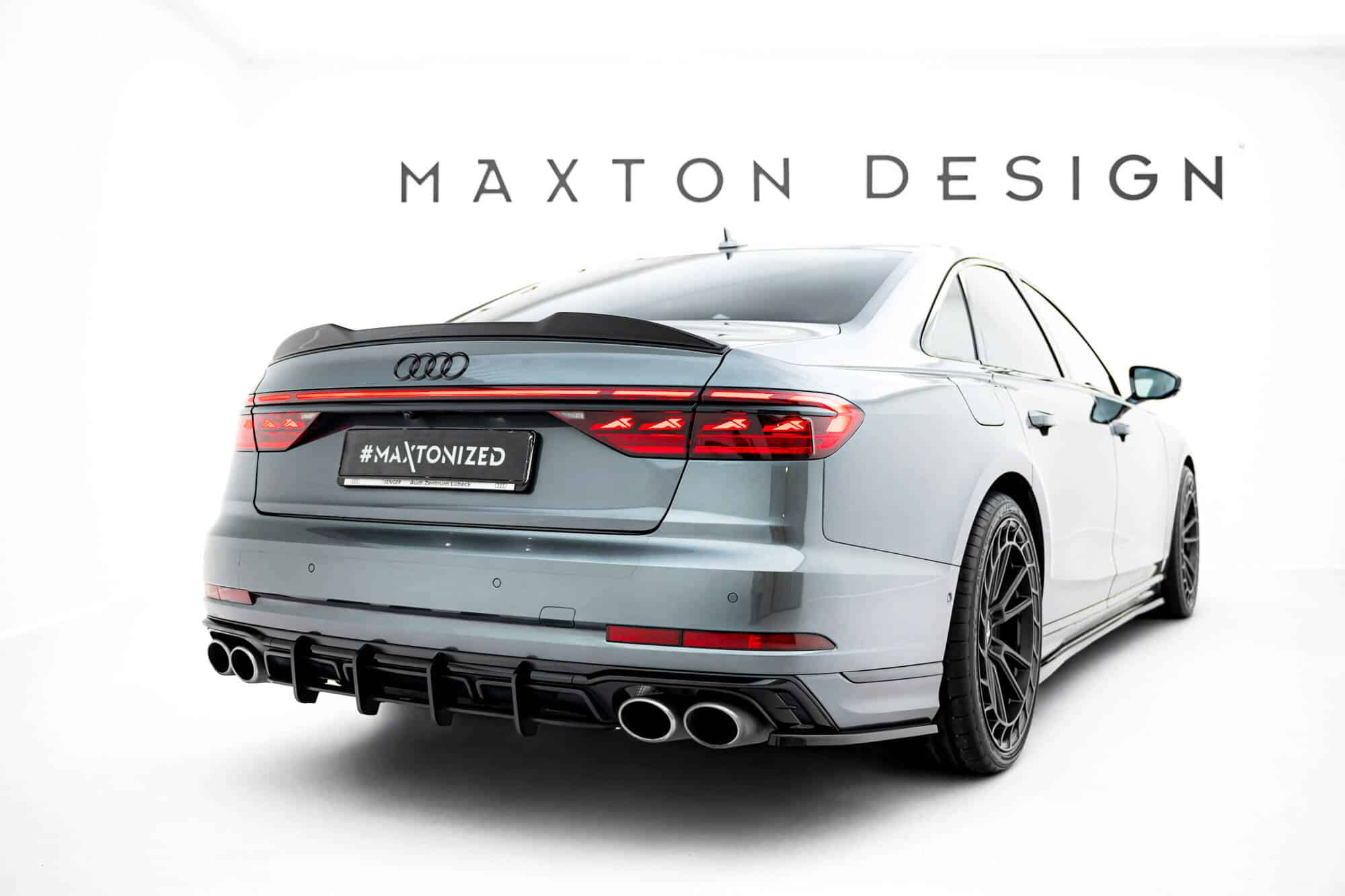 MAXTON DESIGN - Bočné spojlere zadného nárazníka Audi S8 / A8 S-Line D5 Facelift, Čierny lesk – Obrázok 2