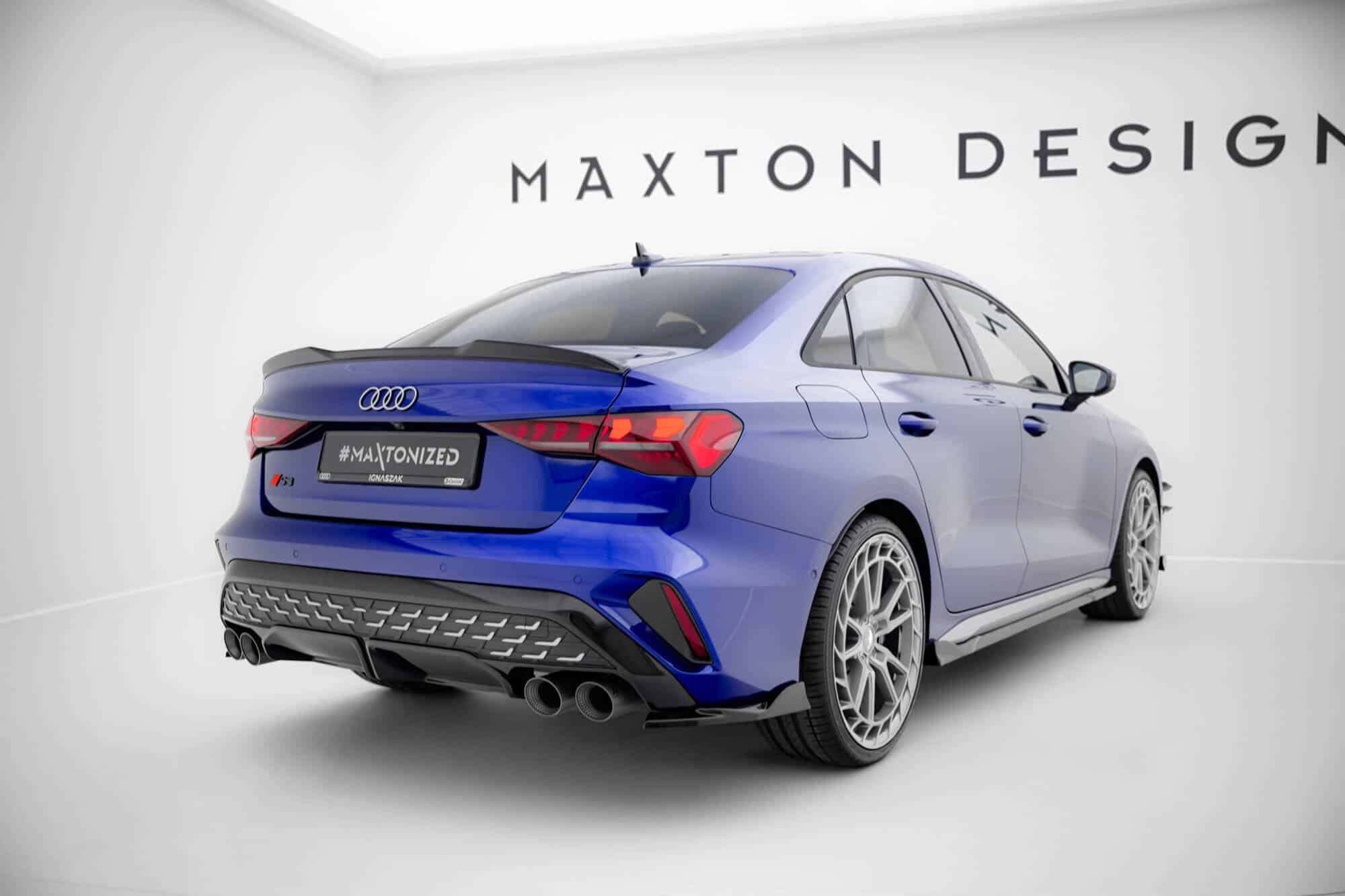 MAXTON DESIGN - Bočne spojlere pod zadný nárazník V.2 Audi S3 Sedan 8Y Facelift, Čierny lesk – Obrázok 5