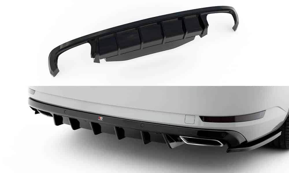 MAXTON DESIGN - Difúzor zadného nárazníka V.2 Skoda Superb Liftback / Combi Mk3 , Čierny lesk