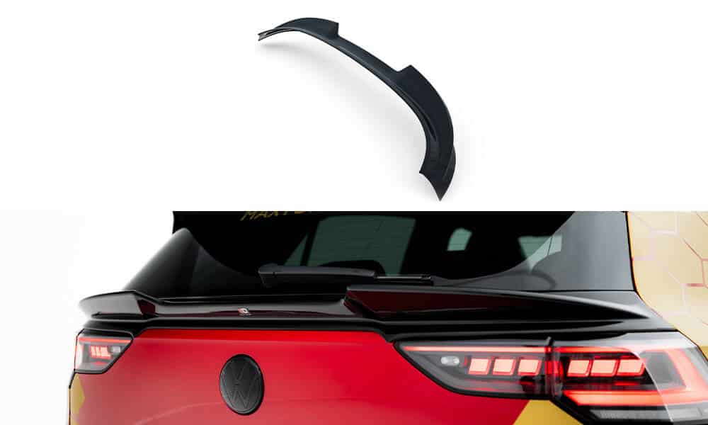 MAXTON DESIGN - Dolný spoiler kufra 3D Volkswagen Golf GTI / GTI Clubsport / R / R-Line / GTE / GTD Mk8 / Mk8 Facelift, Čierny lesk