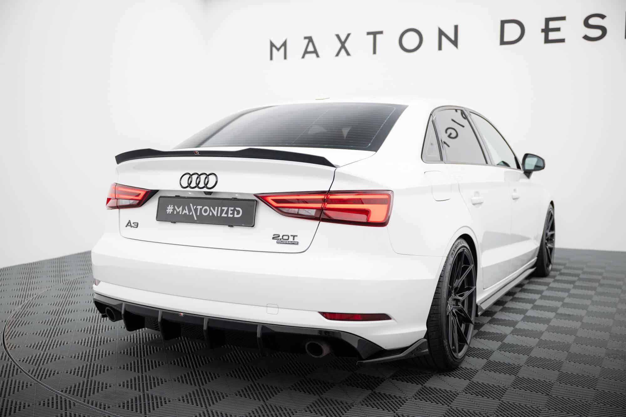 MAXTON DESIGN - Bočné spojlere zadného nárazníka V.2 Audi A3 Sedan 8V Facelift, Čierny lesk – Obrázok 2