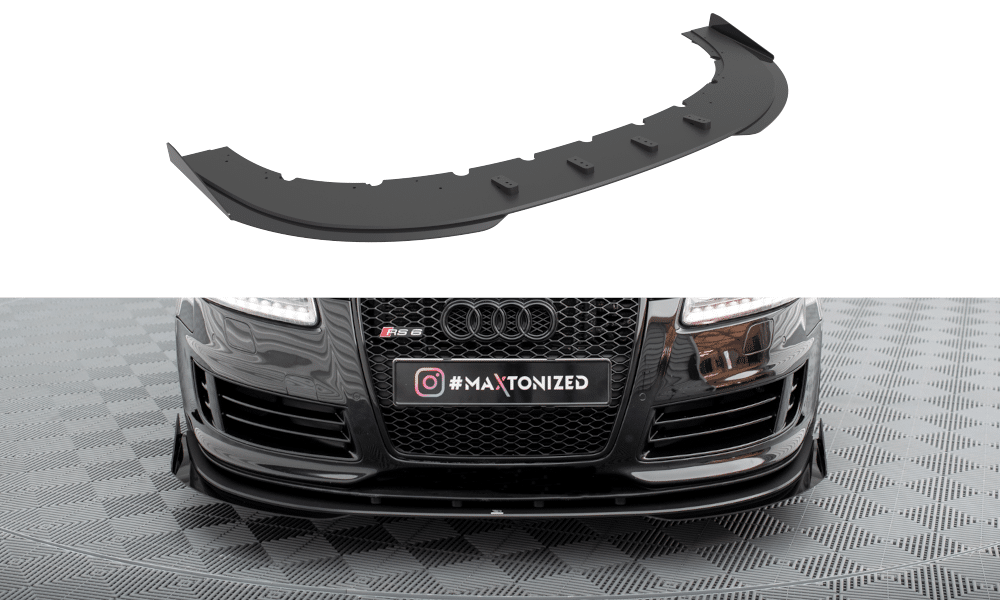 MAXTON DESIGN - Street Pro Spojler pod predný nárazník + Splitre Audi RS6 Avant C6, Čierna Matná