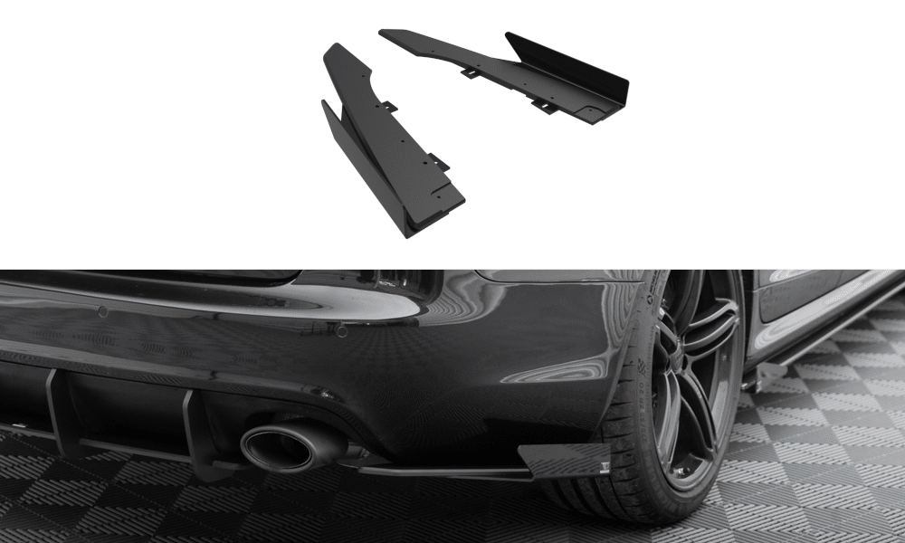MAXTON DESIGN - Street Pro Bočné spojlere zadného nárazníka + Splitre Audi RS6 Avant C6, Čierna Matná