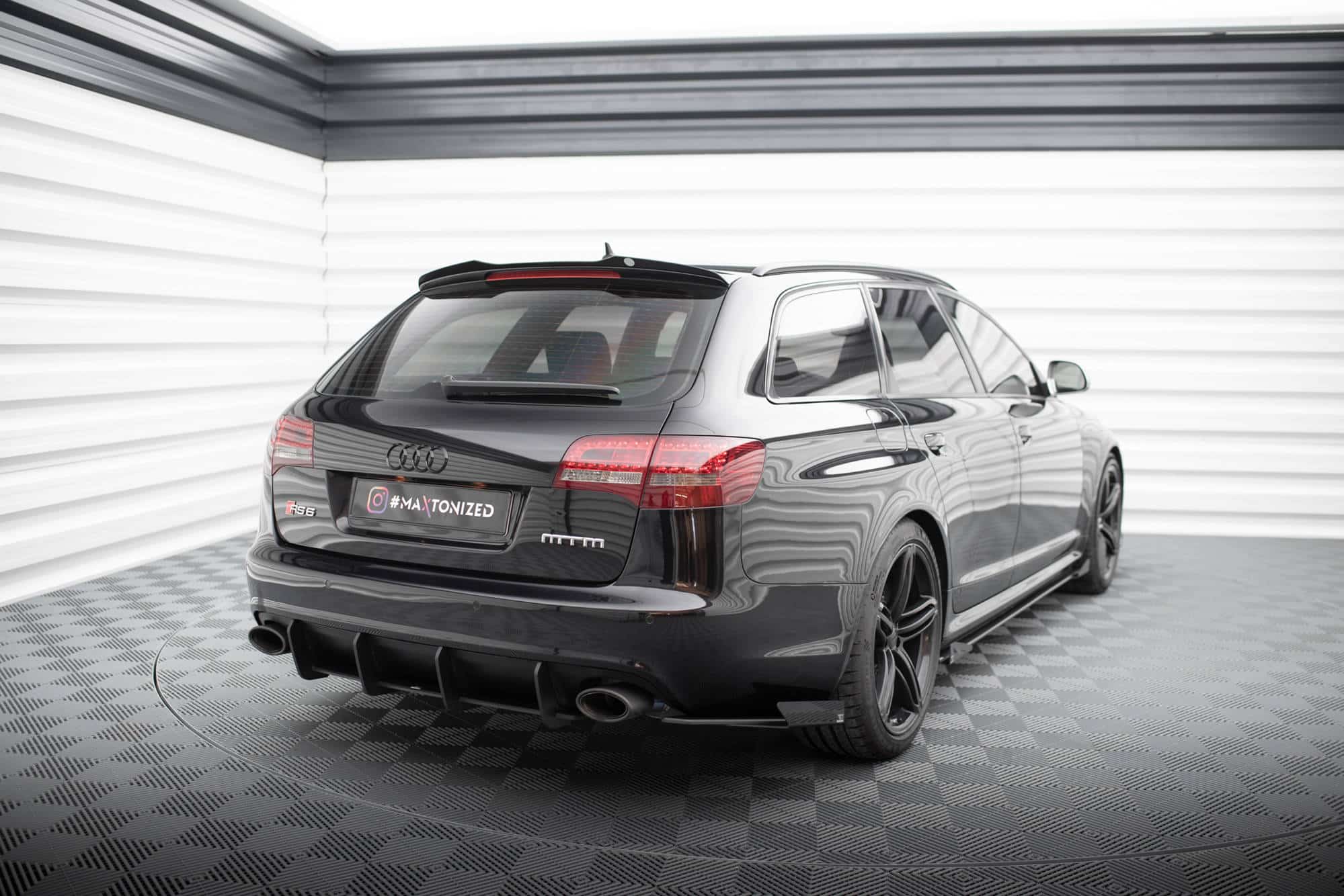 MAXTON DESIGN - Street Pro Bočné spojlere zadného nárazníka + Splitre Audi RS6 Avant C6, Čierna Matná – Obrázok 2