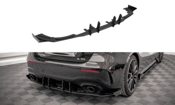 MAXTON DESIGN - Street Pro Difúzor zadného nárazníka + splitre Mercedes A35 AMG Hatchback Aero Pack W177, Čierna Matná