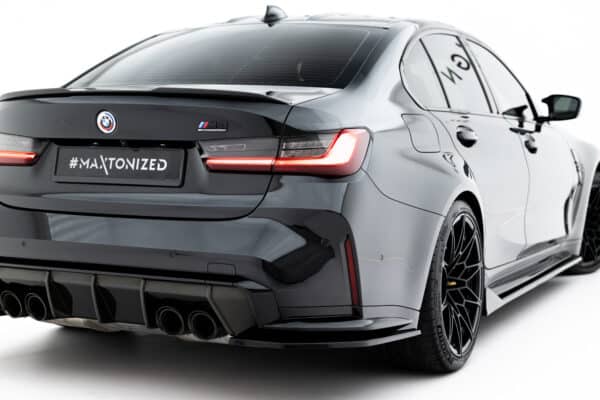MAXTON DESIGN - Bočné spojlere zadného nárazníka V.3,  vhodné pre BMW M3 Sedan / Touring G80 / G81, Čierny lesk